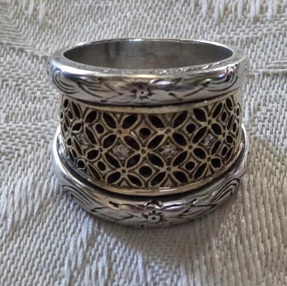 Konstantino Lattice Diamond Ring, SS & 18k, Size 7 - Picture 1 of 13